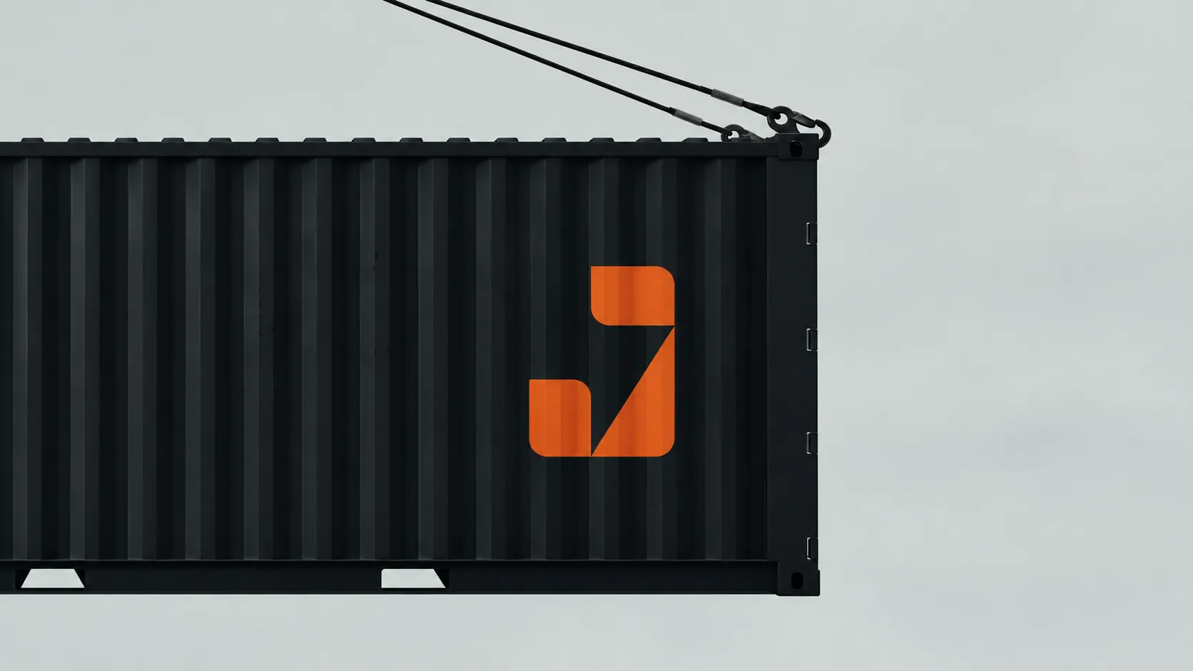 A shipping container being moved for dispatch